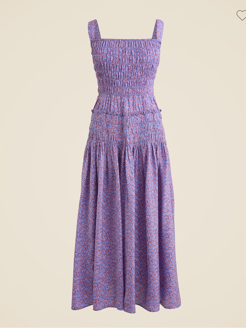 J.Crew Smocked Midi Dress Summer Fields Floral Print Cottagecore Preppy Feminine